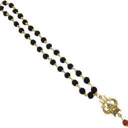 God Lord shri Mahadev shri Shiv Damru Locket Pendant With Mala Gold-plated Beads Brass, Wood Pendant Set-26