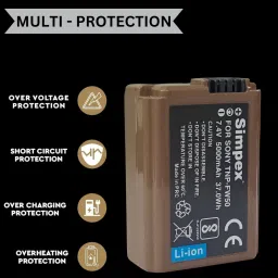 Simpex NP-FW50 5000mAh Lithium-ion Battery with C Type USB Charging Port for SonyCamera Battery Charger image 3