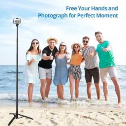 CROWNVIZ Extra Long Selfie stick 170cm Y17 Selfie Stick Tripod Flash included & many features Bluetooth Selfie Stick image 4