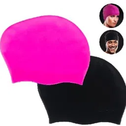 Silicone swimming cap pink & Black (pack of 2) Swimming Cap-image-39