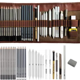 Artist 33 Pcs Sketching and Drawing Art Kit with Pencil Rolling Pouch Pencil-image-43