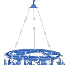 Round Cloth Drying Stand Hanger with 24 Clips/pegs, Baby Clothes Hanger Stand Plastic Cloth Clips-8