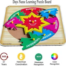 plus shine Days Name Learning Puzzle Board Week Days Name Educational Jigsaw Puzzle Tray image 2