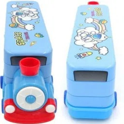 Train Geometry Cartoon Printed Pencil Box with Moving Tires & Sharpener for Kids Geometry Box-image-40