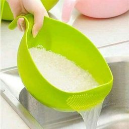 Plastic Fruit Bowl Drain Basket for Rice and Vegetable with Handle Strainer Colander-9