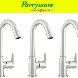 Uno Pillar Tap Swan neck for Wash Basin – Brass Body, set of 3 pic 129 Swan NeckPillar Tap for Wash Basin , Chrome Finish, Single Lever Faucet Pillar Tap Faucet-image-90