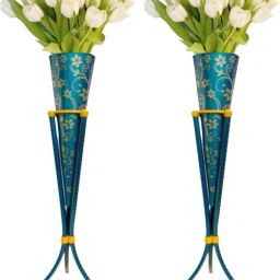 HOME DECOR FEROZI W PACK OF 2 FLOWER VASE CORNER CENTRE PCS Iron Vase-image-60