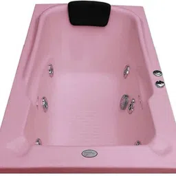 Bonn 4.5 Feet Acrylic Portable with Jacuzzi Massage - Pink Free-standing Bathtub-image-116