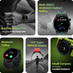 Cult Velocity with Built-in Turbo Track GPS,1.4'' AMOLED Display, Compass, BT Calling Smartwatch image 2