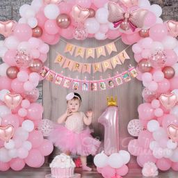 Solid Adorable 1st Birthday Theme Birthday Decoration Combo Kit for Girl Balloon-image-41