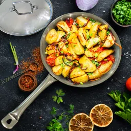 Stainless Steel Frypan with Lid Fry Pan 22 cm diameter with Lid 1.1 L capacity-image-57