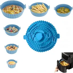 Air Fryer Silicone Pot 6 pcs with Ear Handles, Silicone Pot Liner NGB07 Air Fryer-image-77