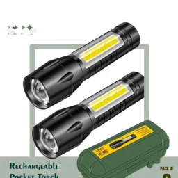 (Pack of 2) Min Pocket usb metal Torch (Black, 9.3 cm, ) Torch-image-23