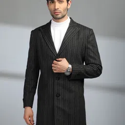 chkokko Tweed Self Design Coat For Men-picture-5