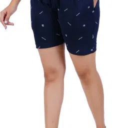 Printed Women Dark Blue Regular Shorts-image-22