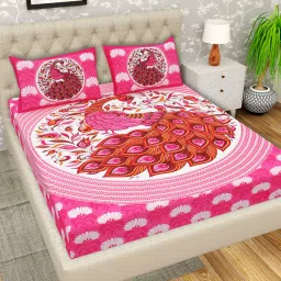 144 TC Cotton Double Jaipuri Prints Flat Bedsheet-picture-6