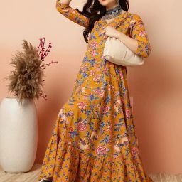 Women Printed Pure Cotton Anarkali Kurta-image-3