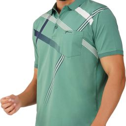 Men Printed Polo Neck Pure Cotton Light Green T-Shirt-image-19