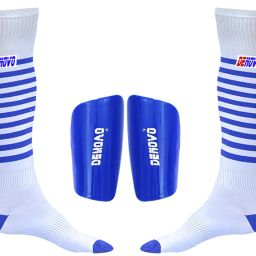 Ultimate Protection (One Pair Large Shin Guard + One Pair Lycra Striped Knee Length Football Socks + One Pair UV Protection Arm Sleeves) Football Kit-image-55