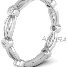 Moissanite Band Ring, Minimalist Wedding Band for Women Silver Ring-image-5