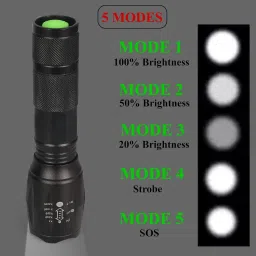 dhriyag Zoom able 5 Mode led-XML-T 650 Torch (Black : Rechargeable) Torch image 4
