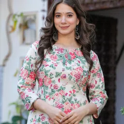 Women Printed Pure Cotton Straight Kurta-image-34