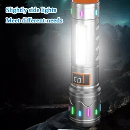 akr Powerful Rechargeable Zoomable metal LED Torch 5 Modes Flashlight Super Bright 6 hrs Torch Emergency Light image 4