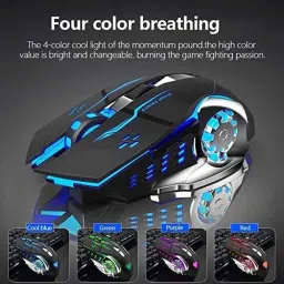 coolcold Wireless Rechargeable Gaming Mouse With RGB, 2400 DPI LED Backlight 6 Button Wireless OpticalGaming Mouse image 3