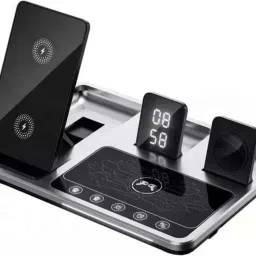 Rasta 4 in 1 Luxury Smart Electric Lift Digital Clock foldable With LED Light Wireless Charging Pad-picture-6