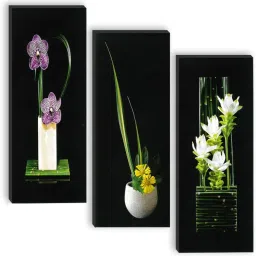 Set of 3 Flower Pot UV textured self adeshive wall painting for home decoration Pack of 3-18