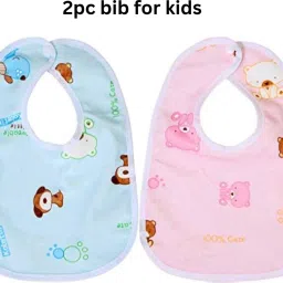 Soft Cotton Baby Bibs For Infants And Toddlers (Cream- Pink, Set of 2)-image-6