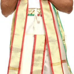 RAMESHWARAM FABRICS Readymade Silk Dhoti with Angwastram Woven Men Dhoti-image-20