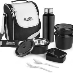 classic essentials Microwave Safe Lunch box Set of 5 with Bottle, Bag & Cutlery| 5 Containers Lunch Box-picture-32
