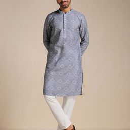 Manyavar Geometric Printed Mandarin Collar Straight Kurta-image-68