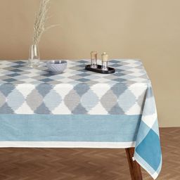 Fabindia Blue Geometric Printed Cotton 6-Seater Table Cover-picture-43