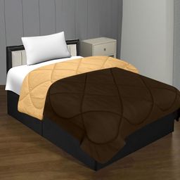 BED-SHEET.COM Coffee Brown & Off White Microfiber Mild Winter 300 GSM Single Bed Comforter-image-37