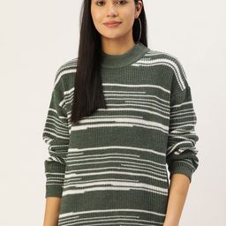 Berrylush Women Acrylic Striped Drop-Shoulder Sweater-image-48