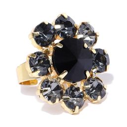Zaveri Pearls Women Black Crystal Shine Contemporary Finger Ring-44