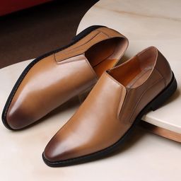 LOUIS STITCH Men British Tan Premium Egyptian Crust Leather Formal Slip-Ons-image-69