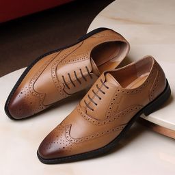LOUIS STITCH Men British Tan Premium Egyptian Crust Leather Formal Brogues-image-71