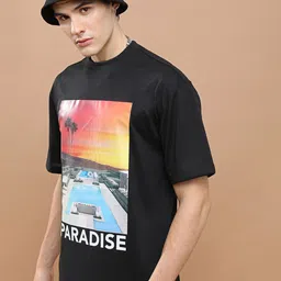 HIGHLANDER Unisex Typography Printed Applique Drop-Shoulder Oversized T-shirt-image-77