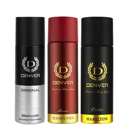 Denver Men Set of 3 Body Deodorant Spray 50 ml each - Honour + Caliber + Black Code-9