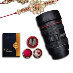 DeoDap Roli Chawal Coin Mug & Greeting Card Rakhi Gift Set-54