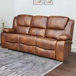 Royaloak Brown Naples Italian Leather Powered Chair 3 Seater Recliner-image-4