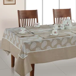 SWAYAM Beige & White 6 Pieces Printed Cotton Gharana 8 Seater Dining Set-picture-24