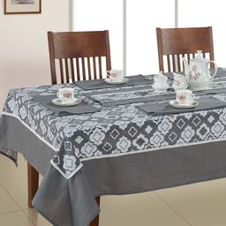 SWAYAM Grey & White 10 Pieces Printed Cotton Gharana 8 Seater Dining Set-19