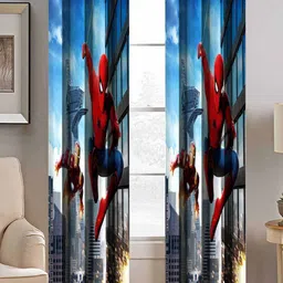 BELLA TRUE Blue & Red Set of 2 Quirky Room Darkening Door Curtain-14