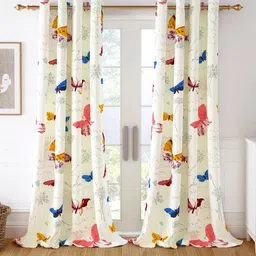 Story@home  Set of 2 White & Blue Room Darkening Long Door Curtain-image-19