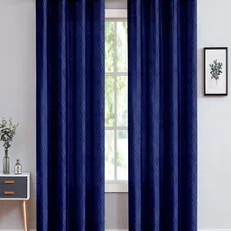 Cortina Blue Set of 2 Geometric Room Darkening Long Door Curtain-image-94
