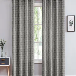 Cortina Grey Set of 2 Geometric Room Darkening Long Door Curtain-image-88